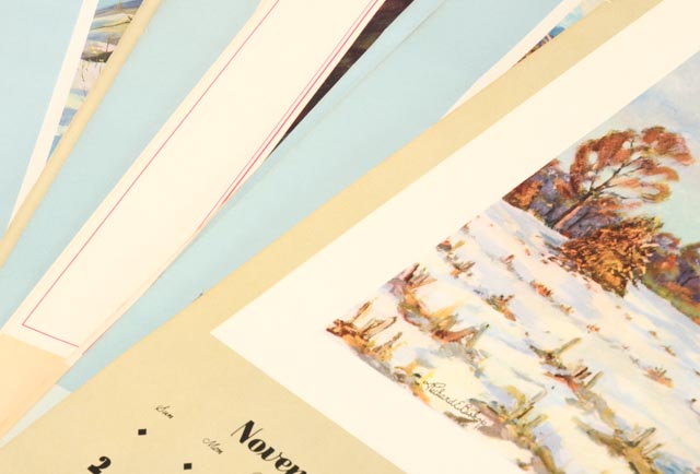 Vintage Calendar Pages with Wildlife Scenes