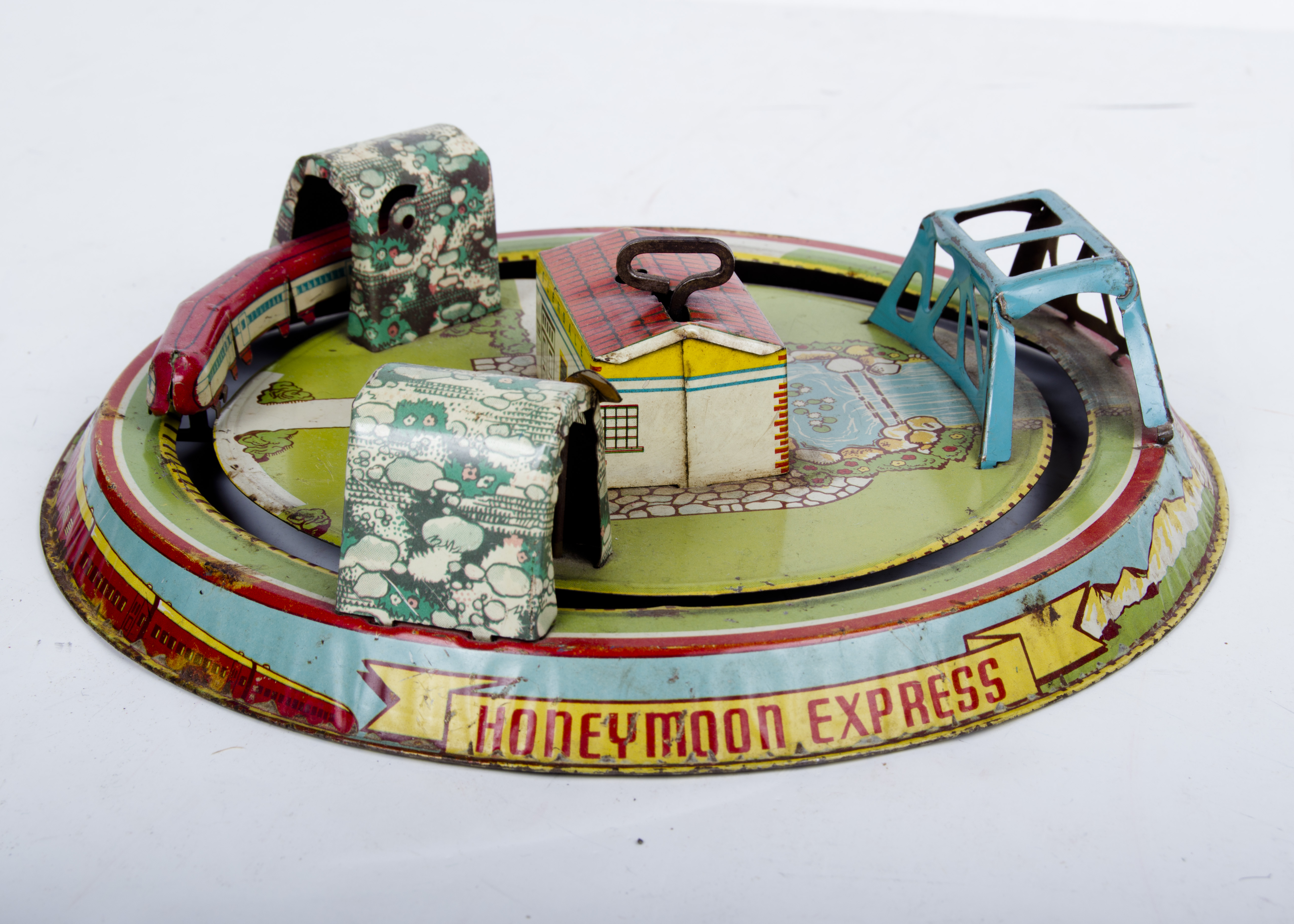 1940's Marx Tin Litho "Honeymoon Express" Wind-Up Train Toy