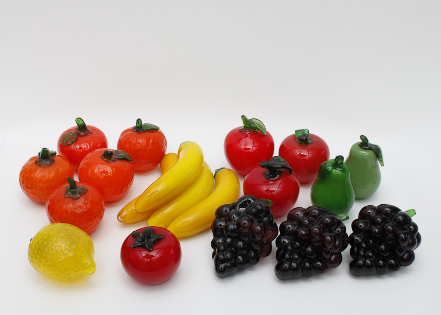 Group of Decorative Glass Fruit