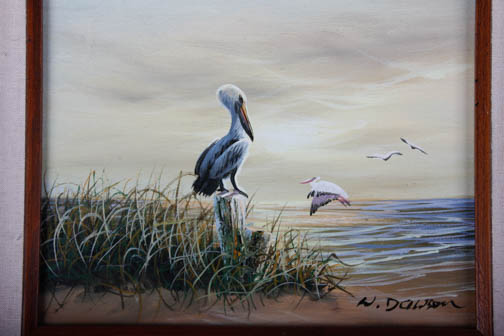 "Pelicans" by W. Dawson Oil on Canvas