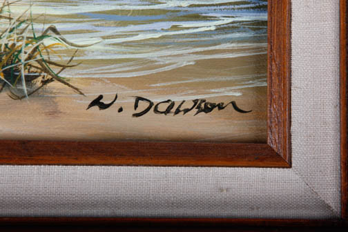 "Pelicans" by W. Dawson Oil on Canvas