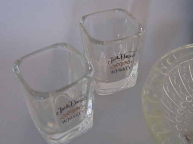 Jack Daniels Mirror, Various Shot Glasses and Ash Receivers