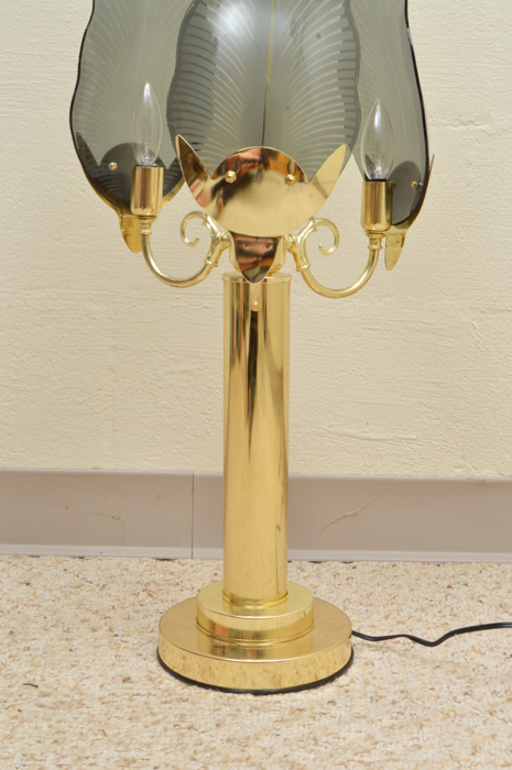 Glass Leaf and Brass Lamp