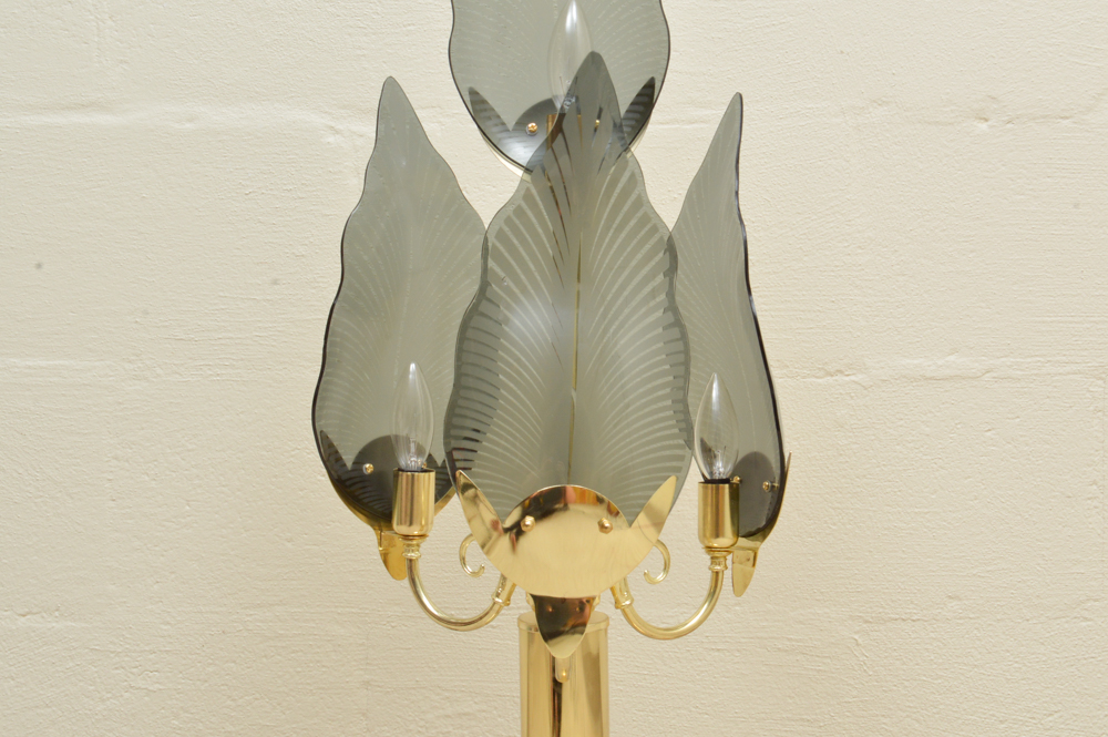 Glass Leaf and Brass Lamp