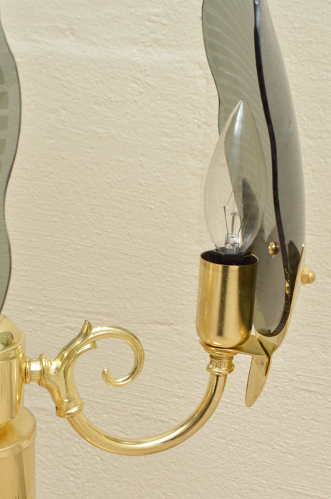 Glass Leaf and Brass Lamp