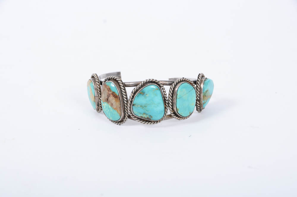 Vintage Navajo Style Turquiose and Silver Bracelets and Ring