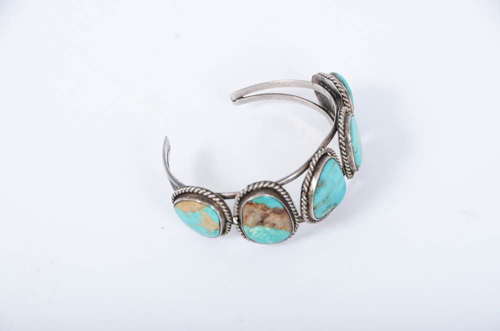 Vintage Navajo Style Turquiose and Silver Bracelets and Ring