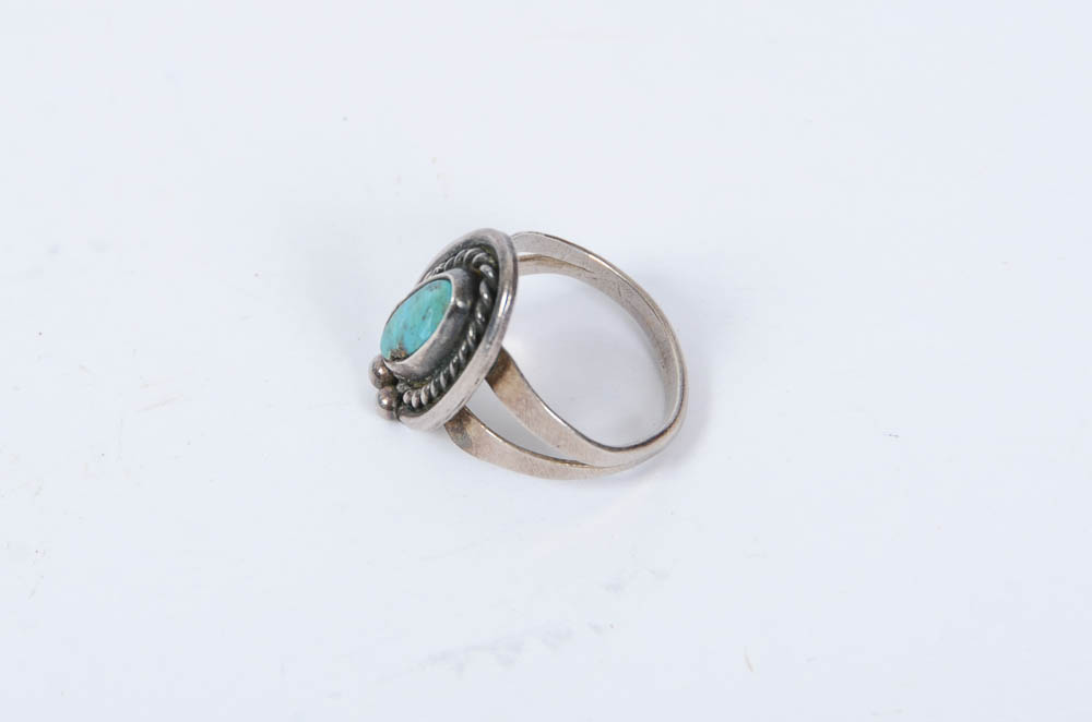 Vintage Navajo Style Turquiose and Silver Bracelets and Ring