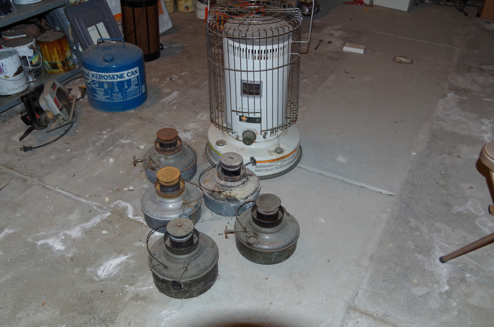Collection of Kerosene Heaters and Lamps