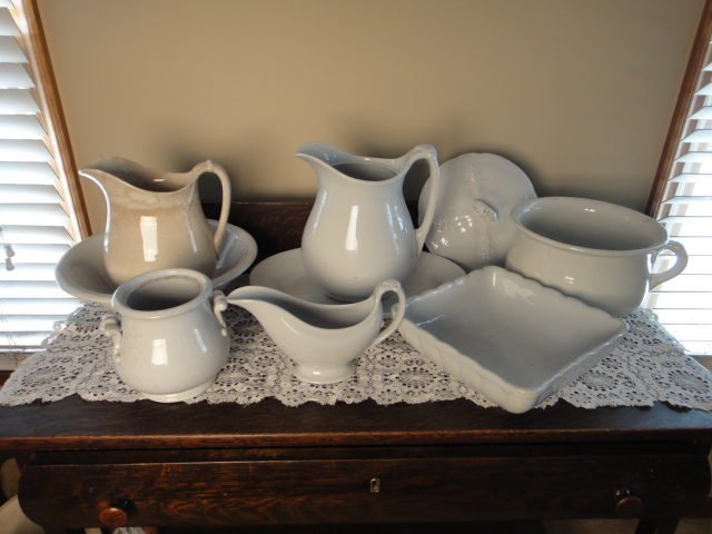 Nine Antique and Vintage Pieces of White Ironstone