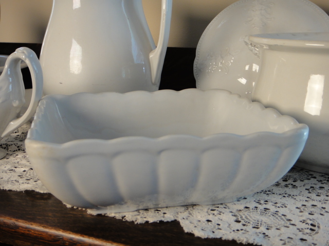 Nine Antique and Vintage Pieces of White Ironstone