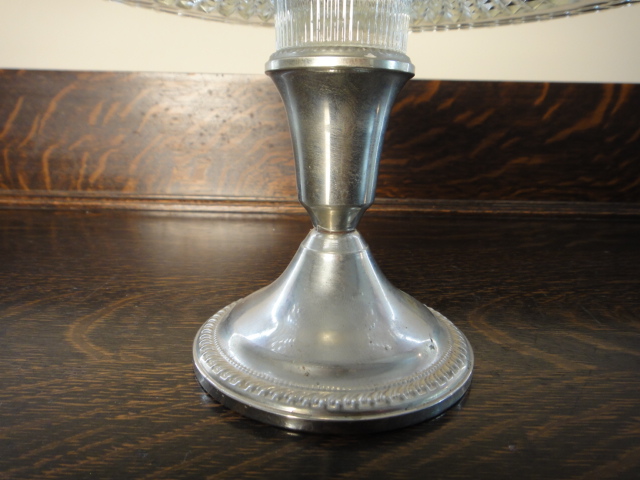 Shrewsbury Holloware Crystal and Silver Plate Cake Stand