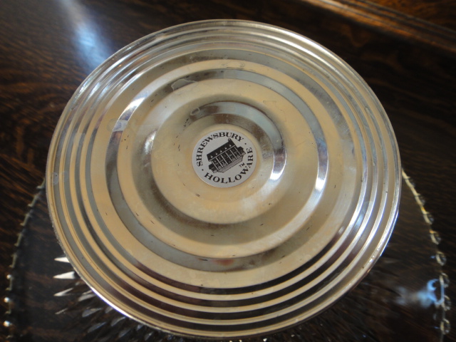 Shrewsbury Holloware Crystal and Silver Plate Cake Stand