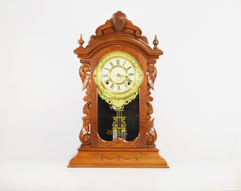 Ansonia "Broadway" Parlor Clock in Carved Walnut Case