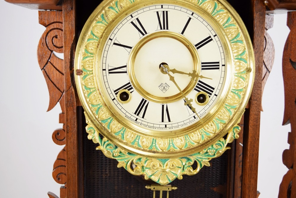 Ansonia "Broadway" Parlor Clock in Carved Walnut Case