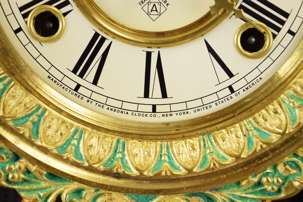 Ansonia "Broadway" Parlor Clock in Carved Walnut Case