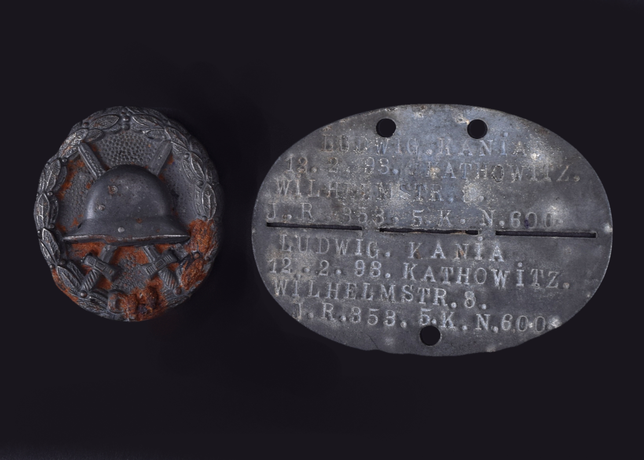 World War I German Dog Tag and Wound Badge