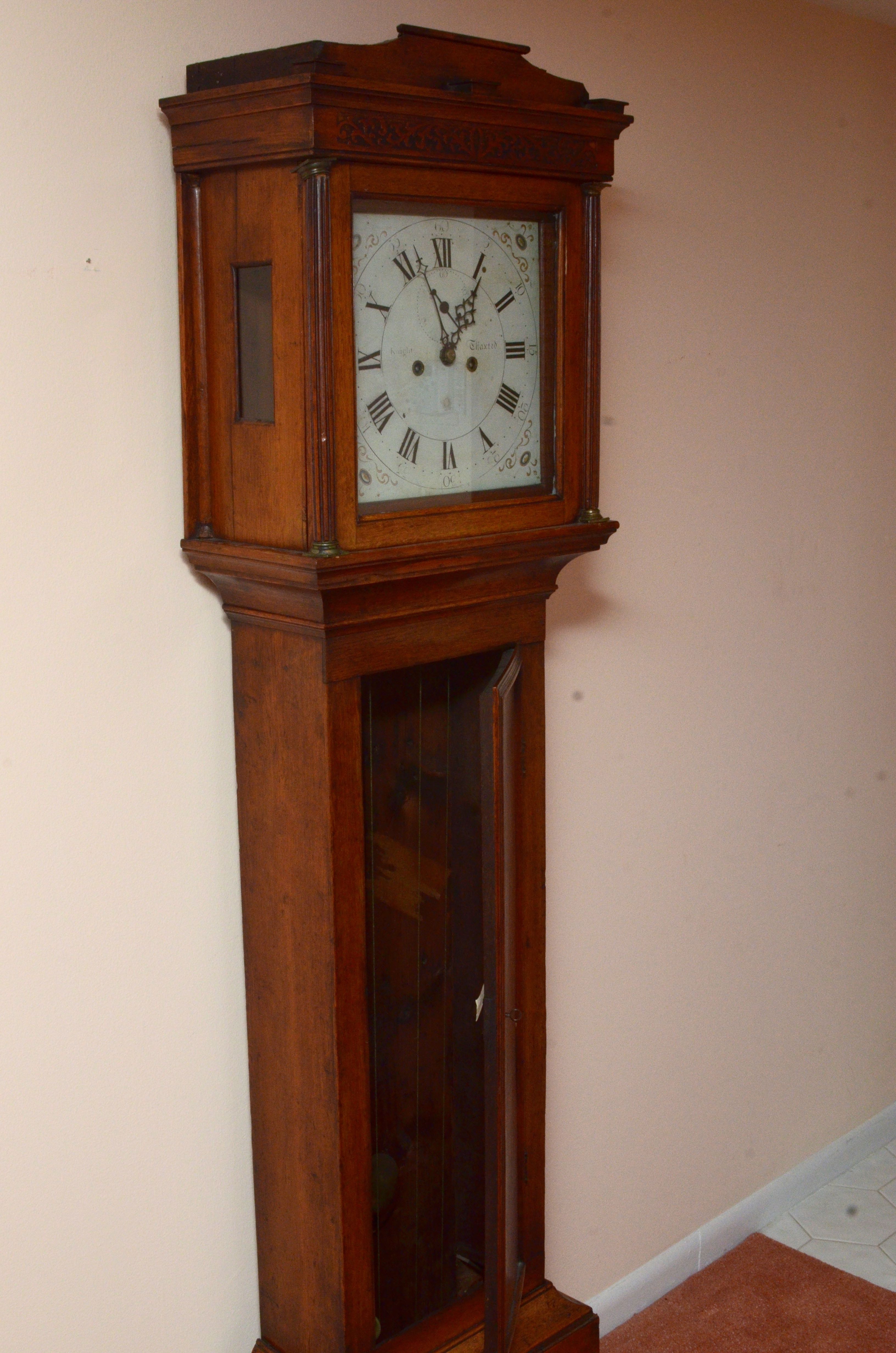 Knight Thaxted Antique 1750 Mahogany Grandfather Clock