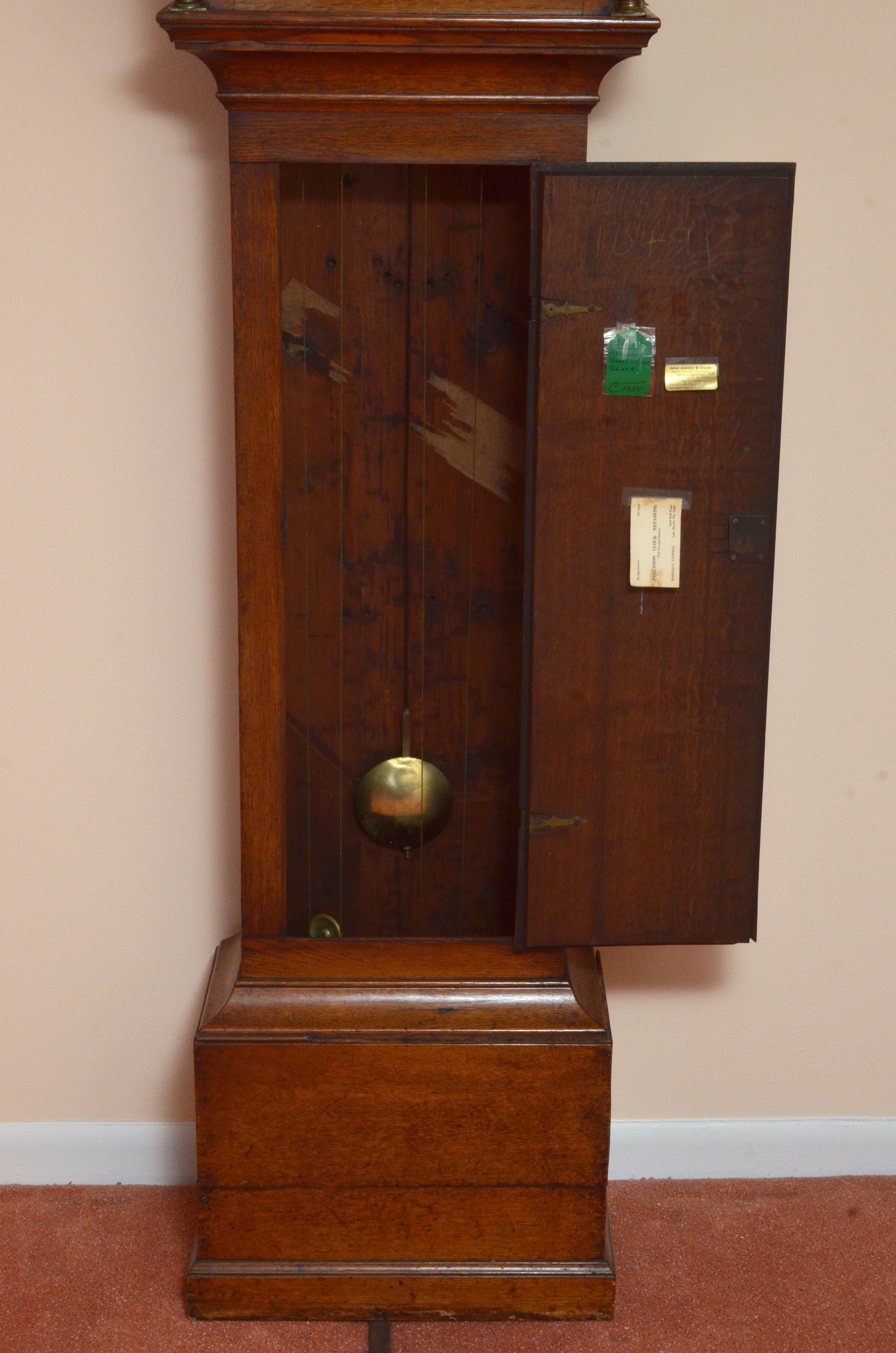 Knight Thaxted Antique 1750 Mahogany Grandfather Clock