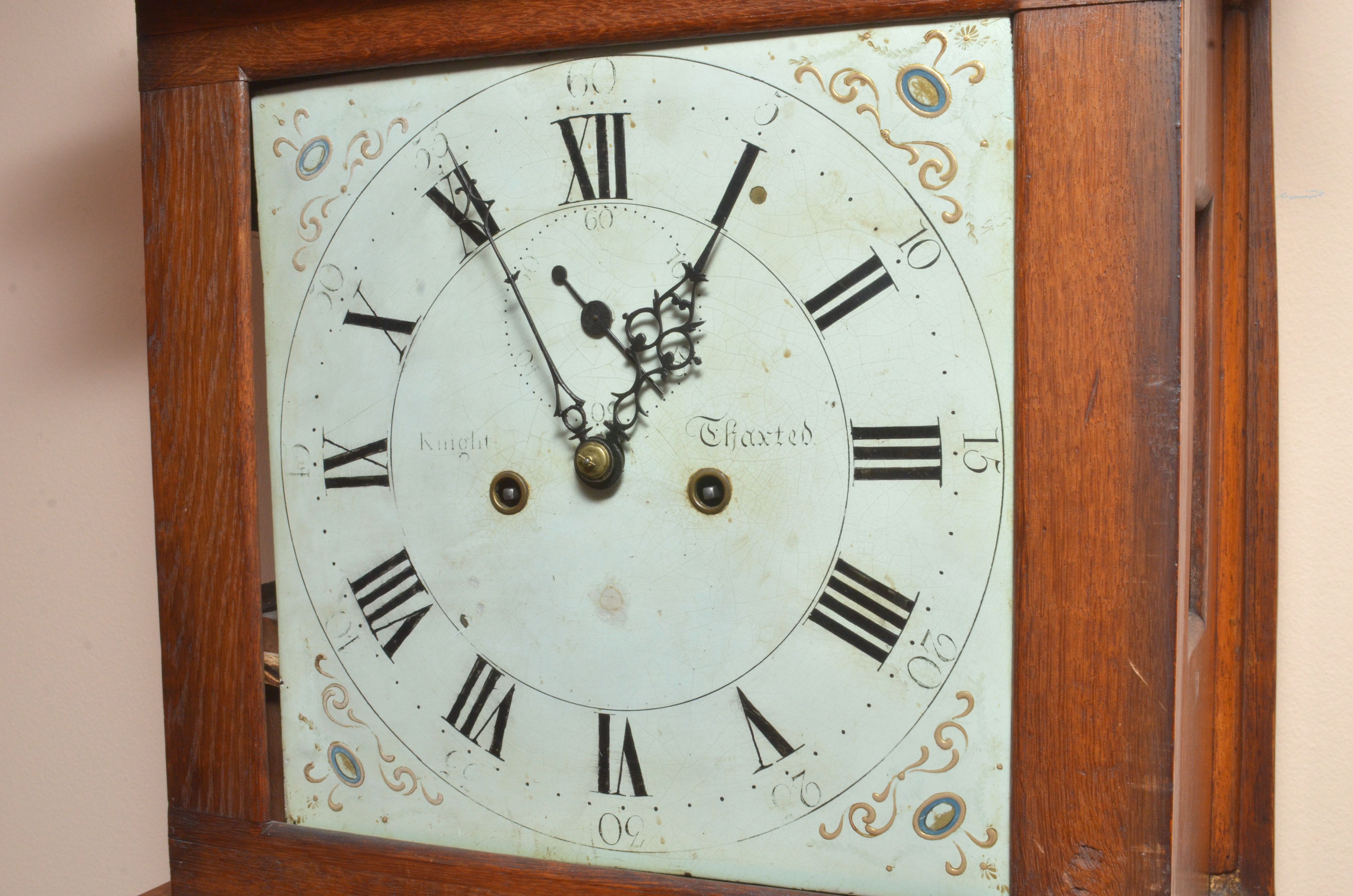 Knight Thaxted Antique 1750 Mahogany Grandfather Clock