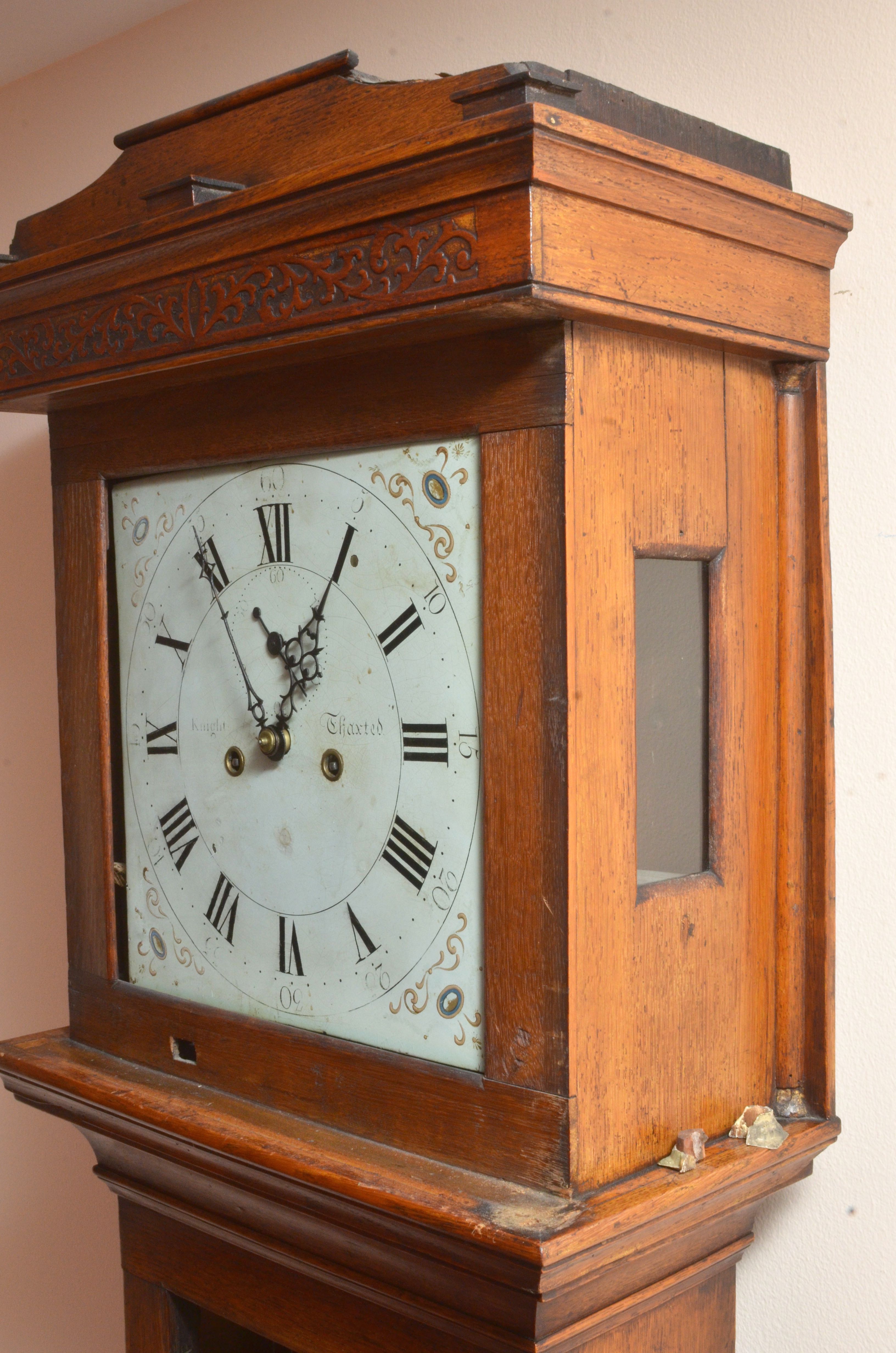 Knight Thaxted Antique 1750 Mahogany Grandfather Clock