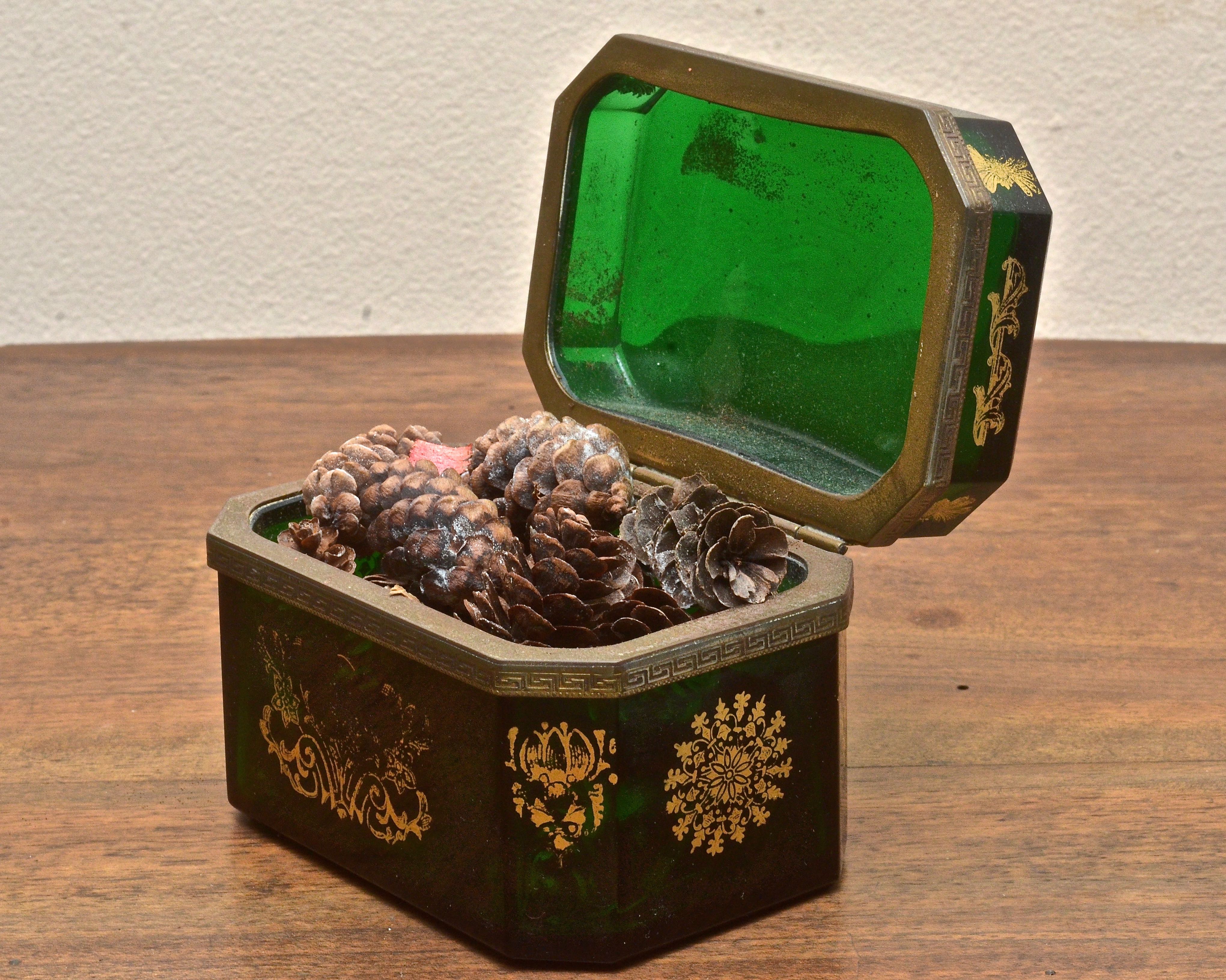 Dark Green Glass Box