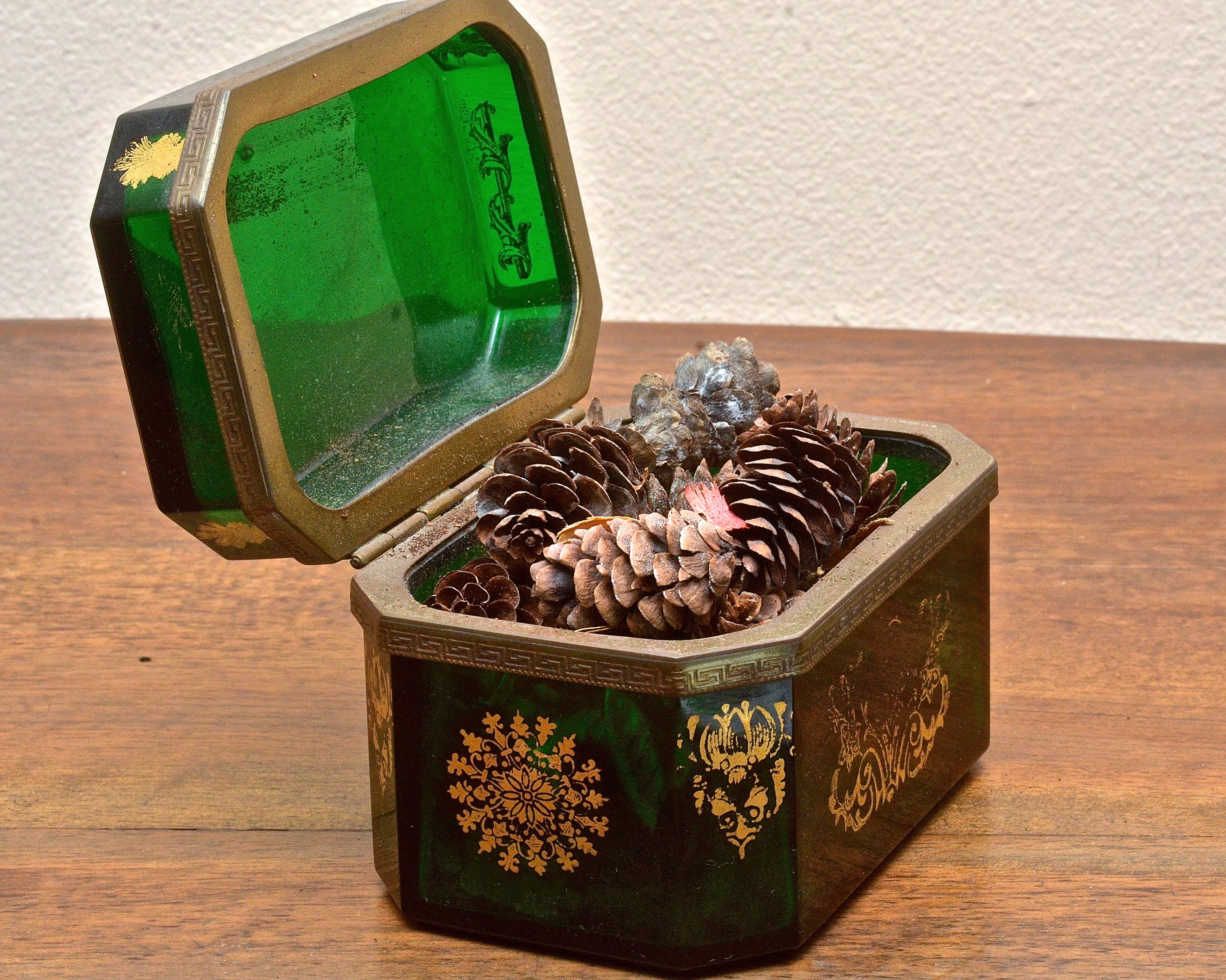 Dark Green Glass Box