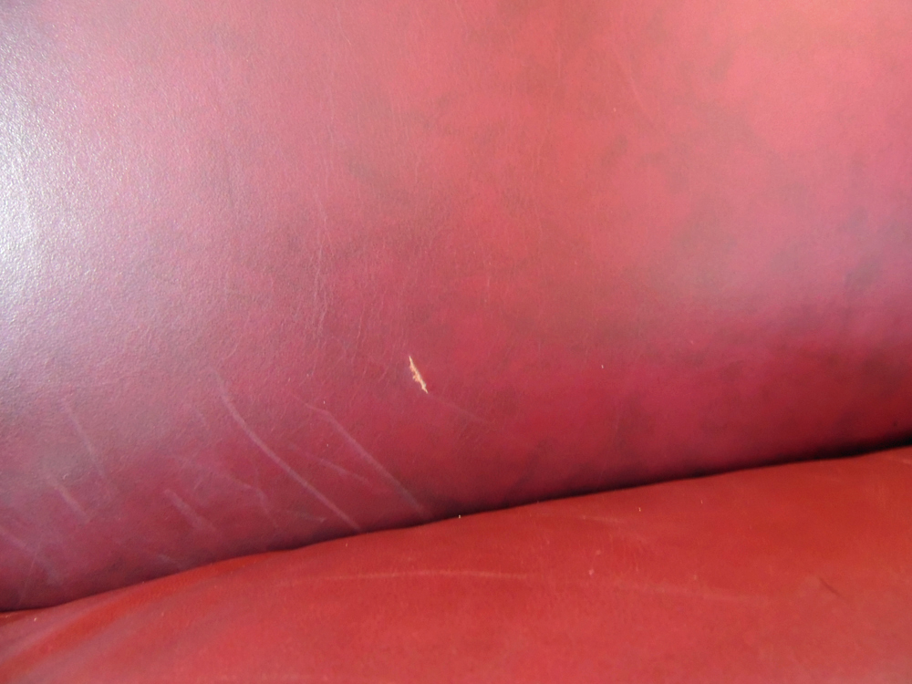 Bradington Young Red Leather Camel Back Sofa