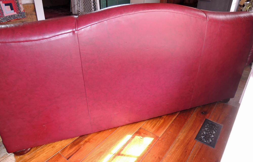 Bradington Young Red Leather Camel Back Sofa