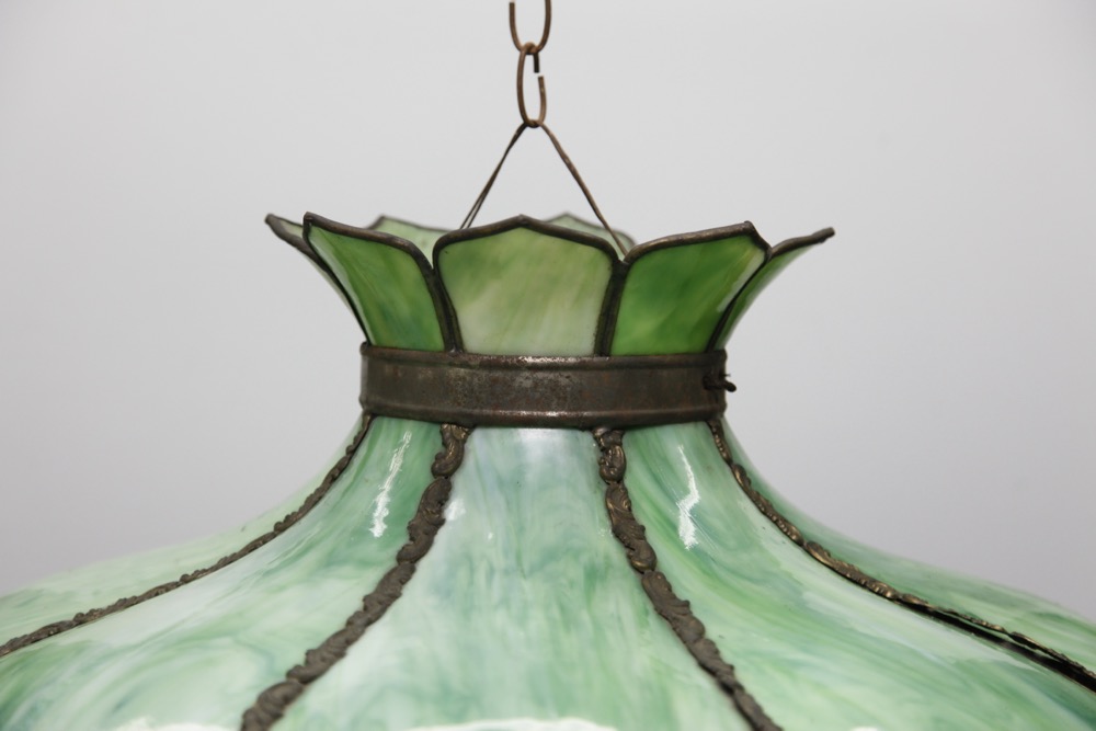 Green Slag Glass Pendant Light Shade
