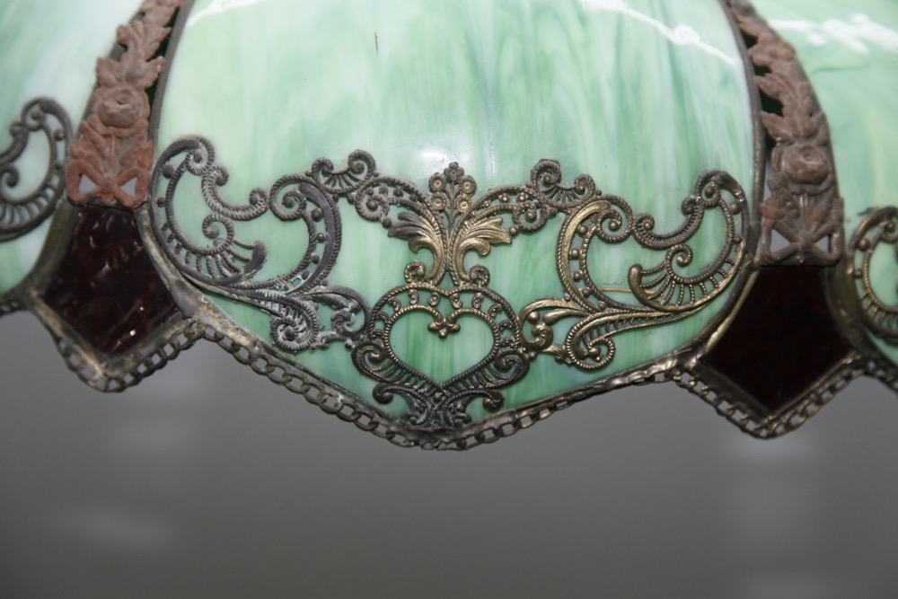 Green Slag Glass Pendant Light Shade