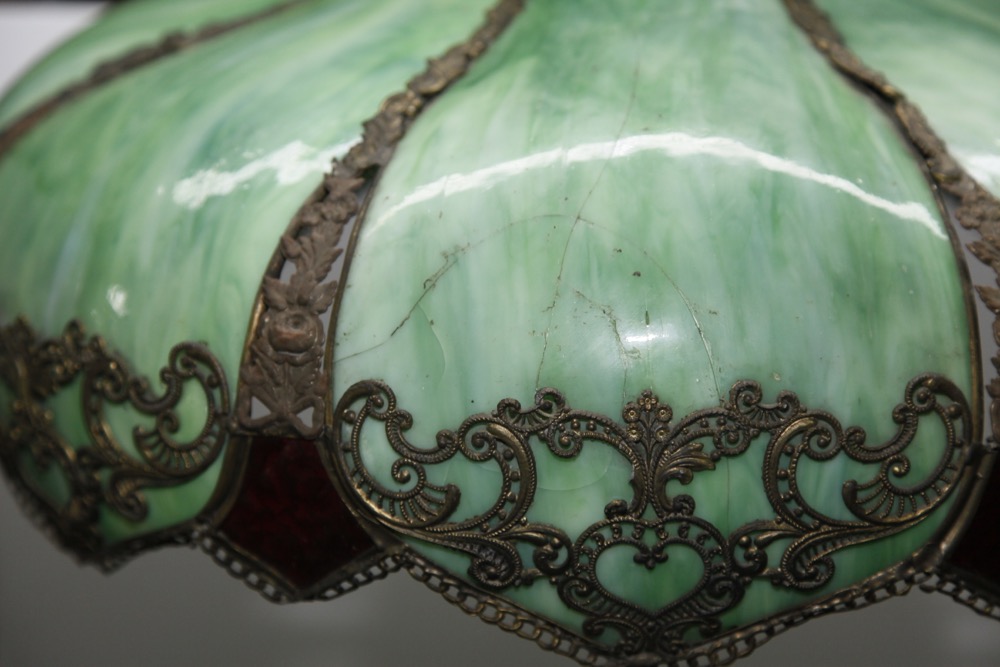 Green Slag Glass Pendant Light Shade
