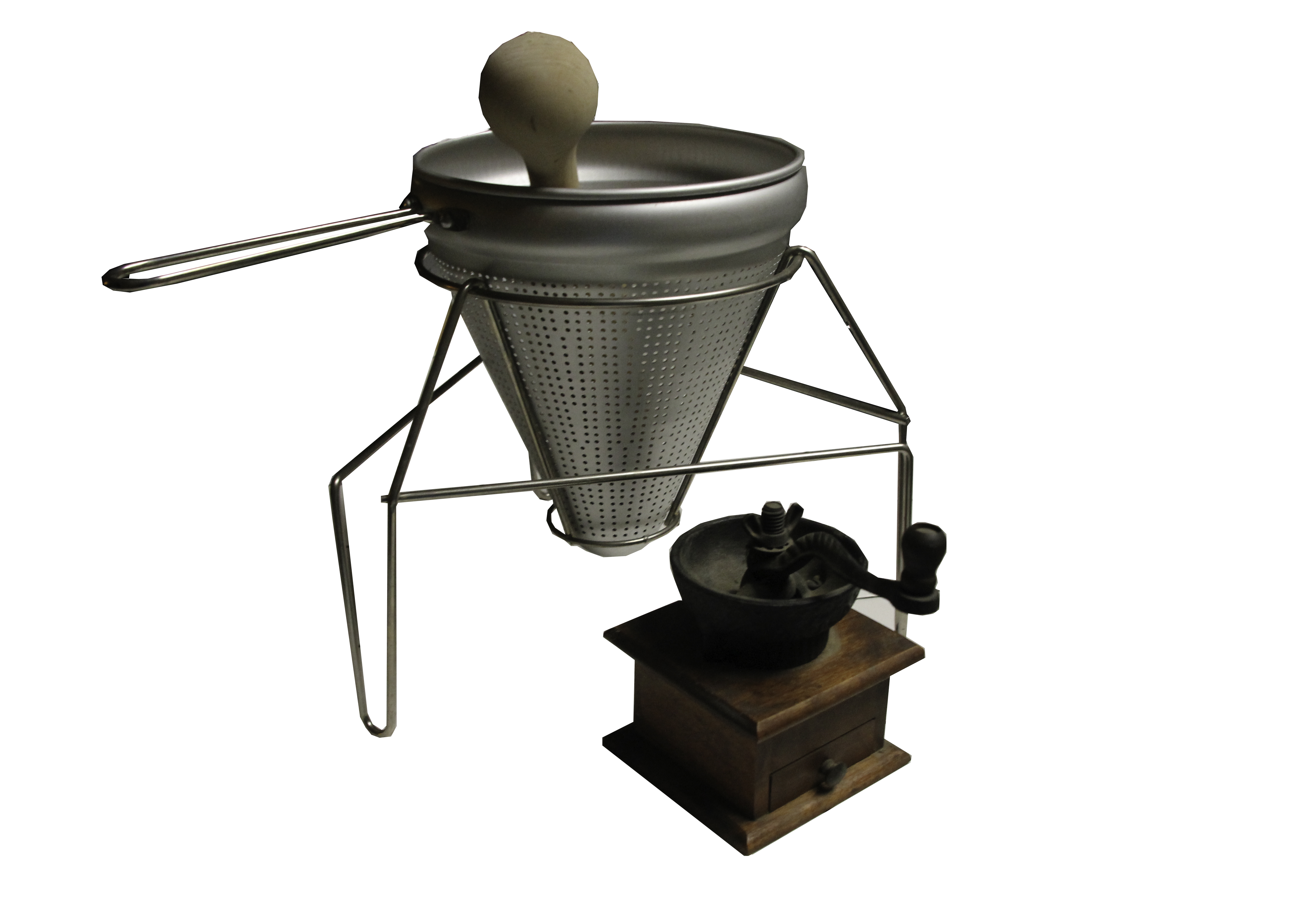 Vintage Spice Mill and Modern Mortar and Pestle