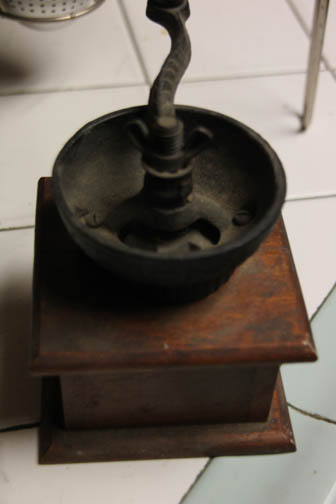 Vintage Spice Mill and Modern Mortar and Pestle