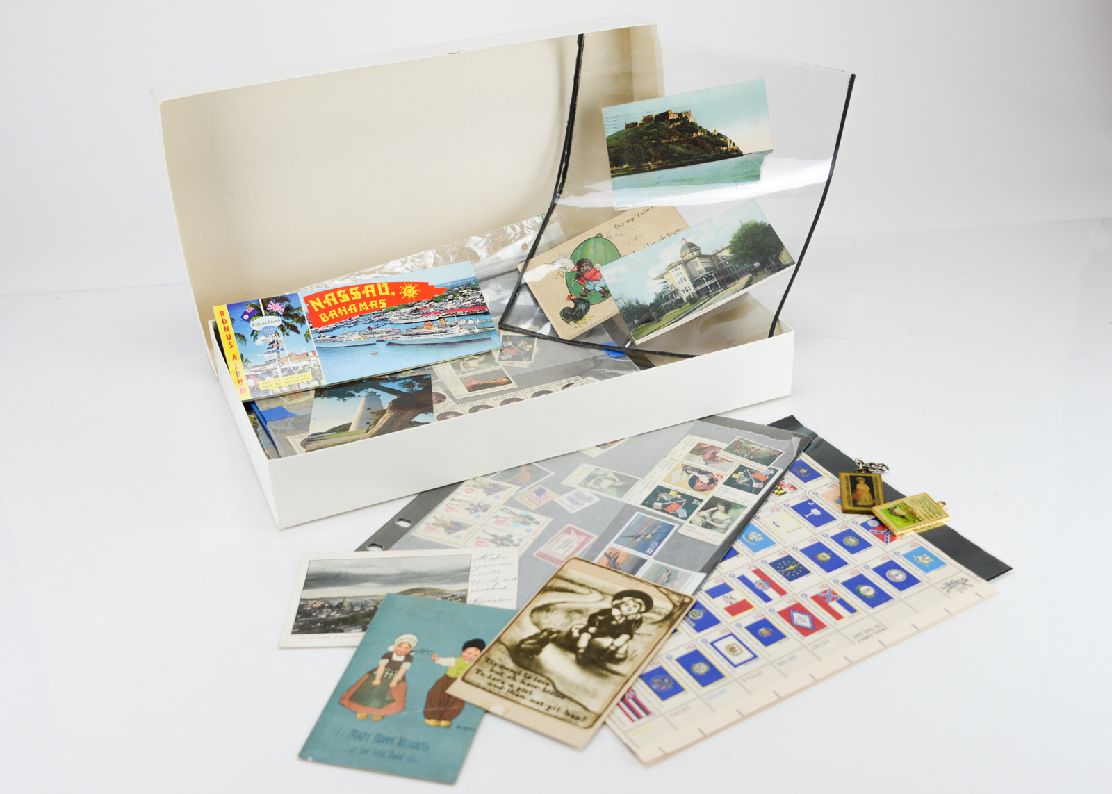 Collection of Postal Stamps and Old Post Cards