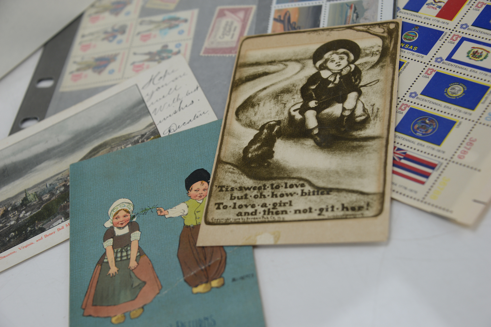 Collection of Postal Stamps and Old Post Cards