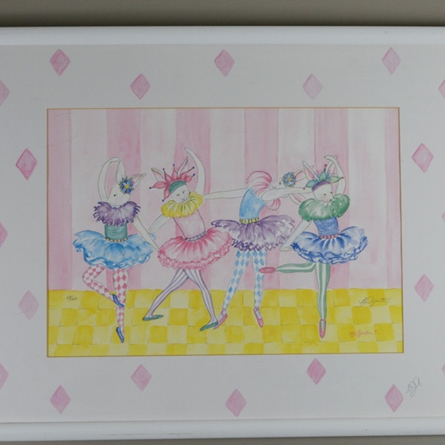 L/E Rabbit Ballerina Print From Watercolor by B.J. Agerter