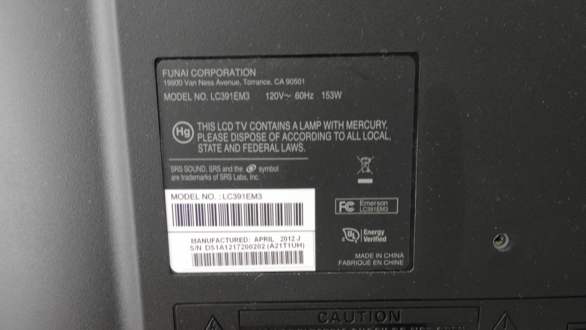 Emerson 38" Flat Screen TV