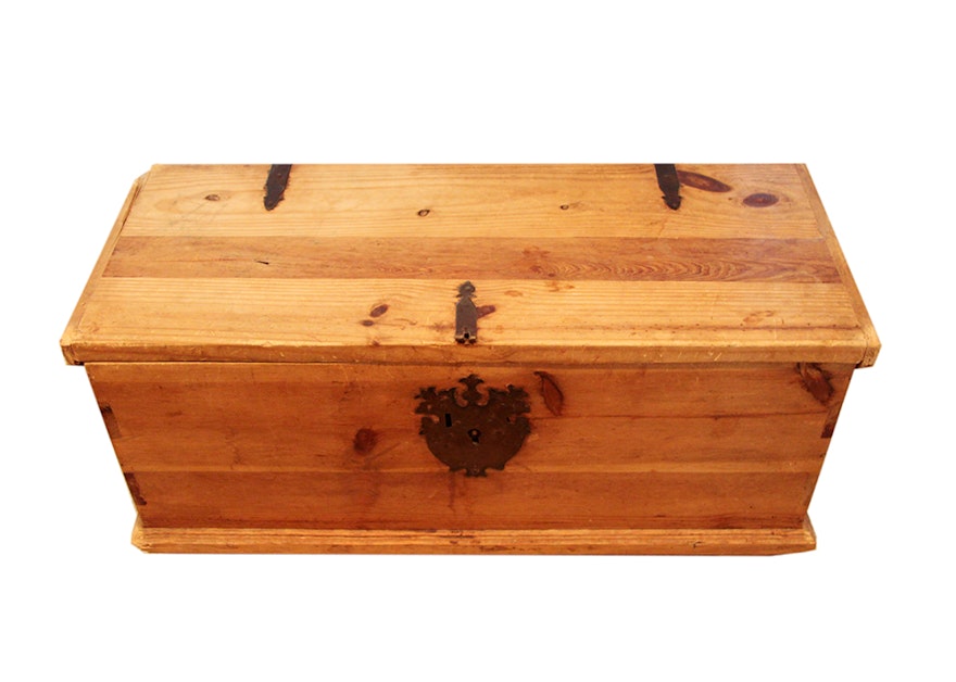 Rustic Wooden Chest with Metal Handles