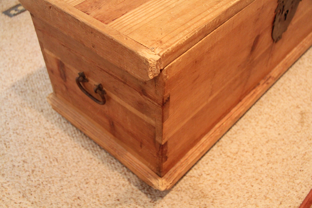 Rustic Wooden Chest with Metal Handles
