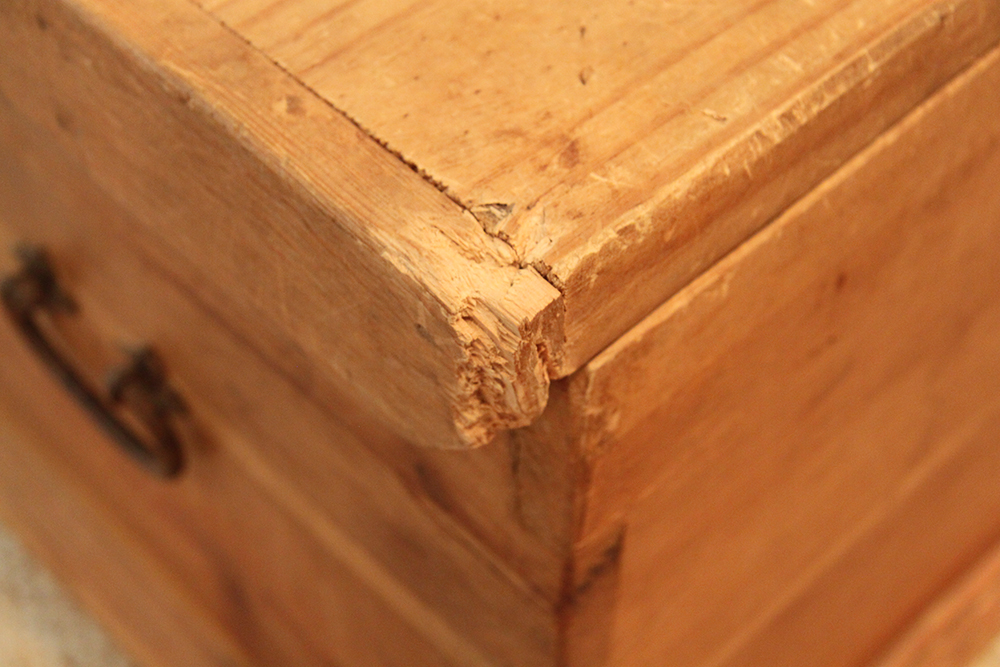 Rustic Wooden Chest with Metal Handles