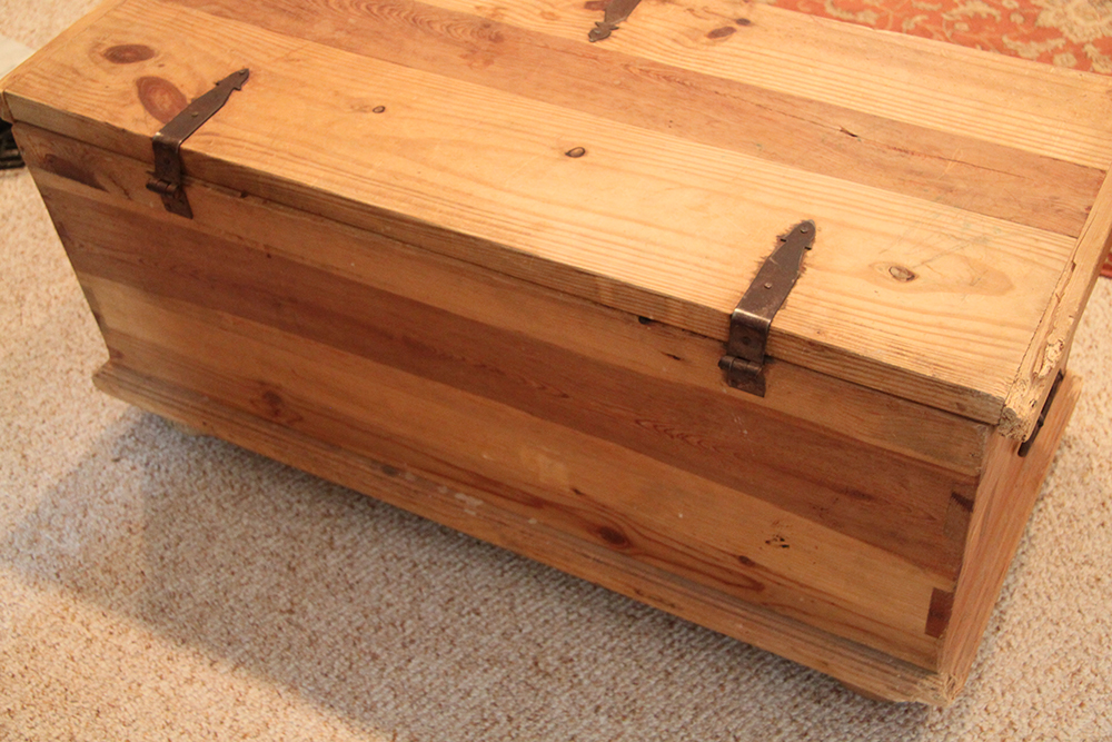 Rustic Wooden Chest with Metal Handles