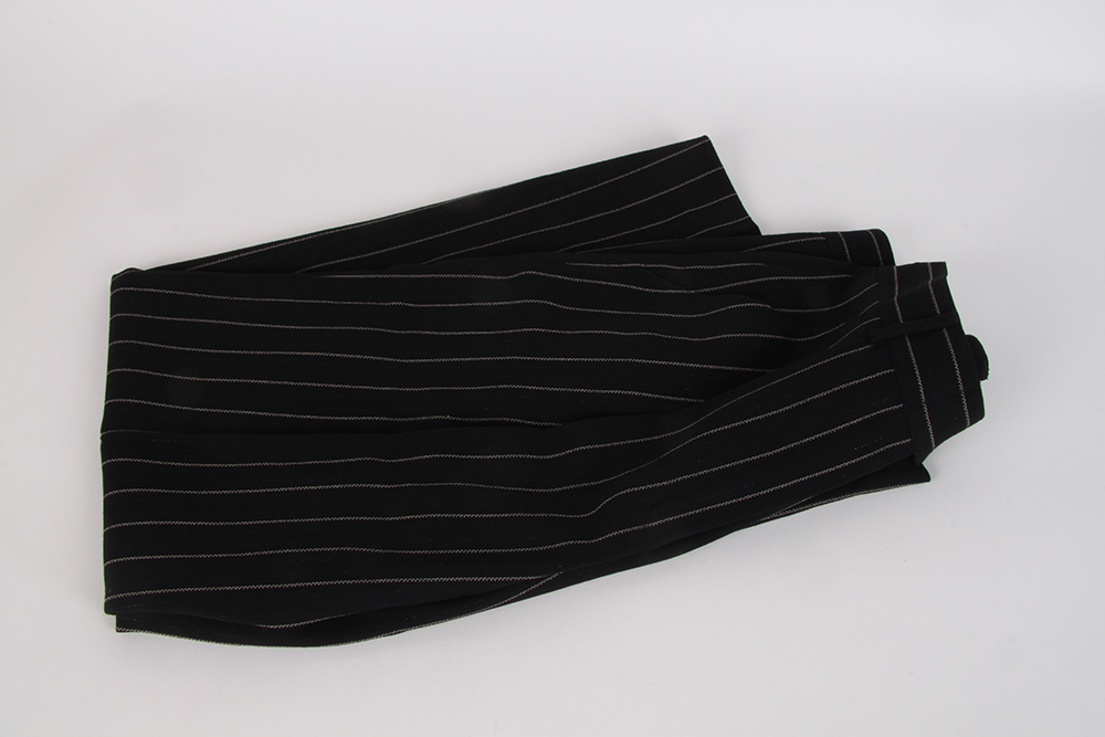 Prada Puffer Vest and Pinstripe Escada Trousers