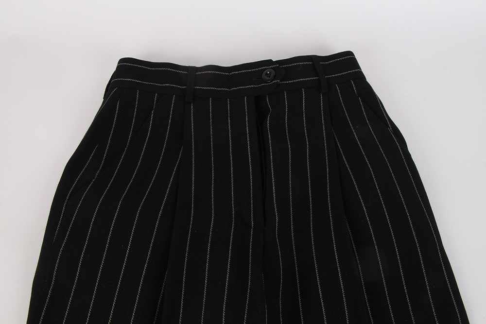 Prada Puffer Vest and Pinstripe Escada Trousers