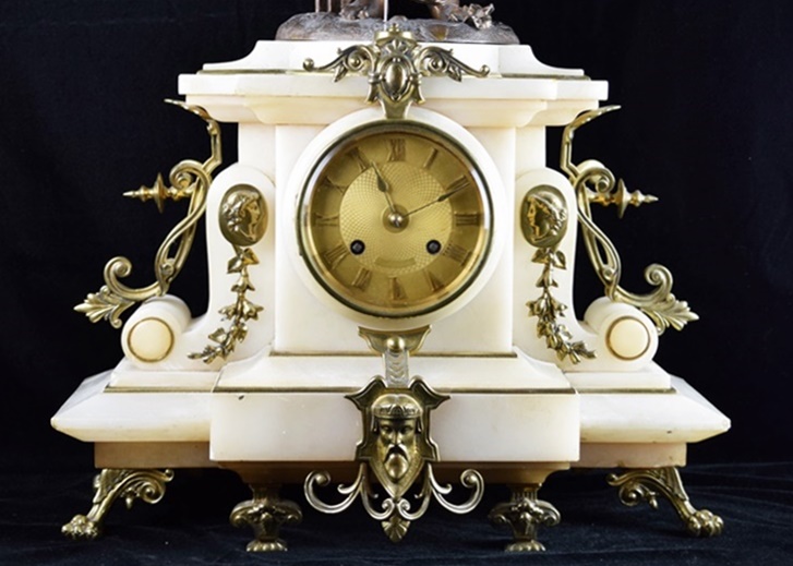 19th Century French Figural Mystery Clock on Alabaster Base