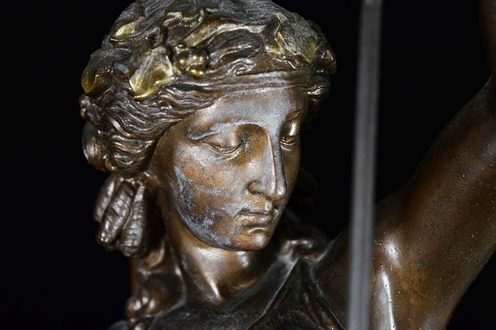19th Century French Figural Mystery Clock on Alabaster Base