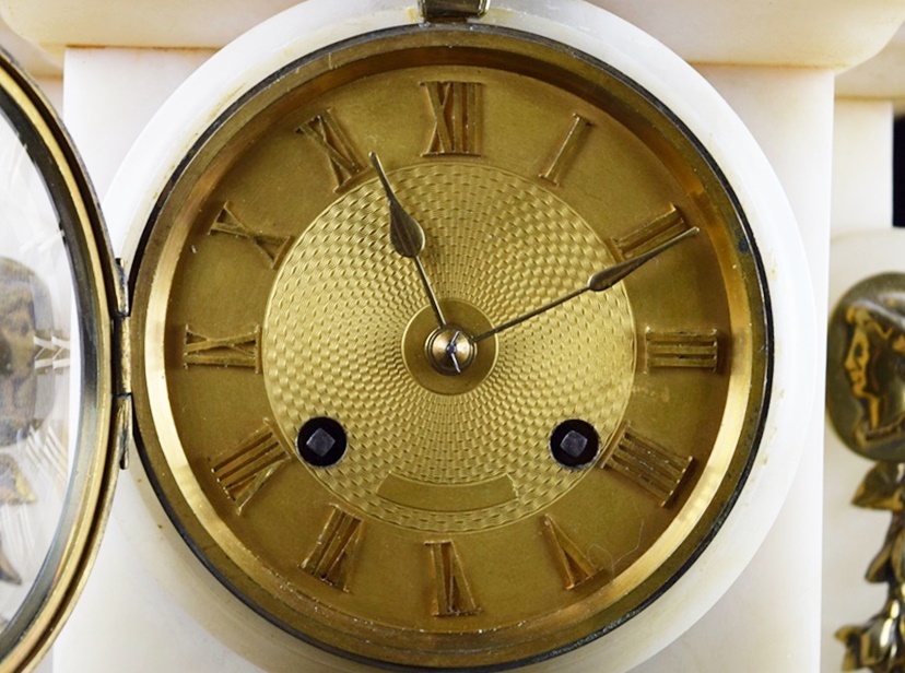 19th Century French Figural Mystery Clock on Alabaster Base