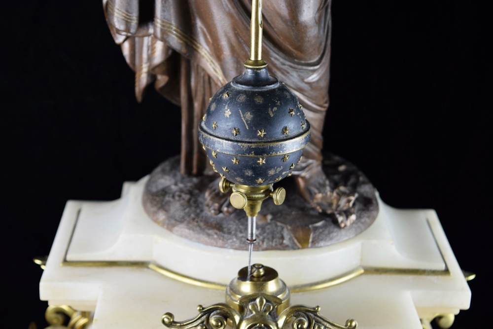 19th Century French Figural Mystery Clock on Alabaster Base