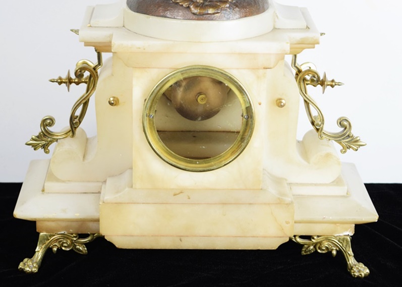 19th Century French Figural Mystery Clock on Alabaster Base