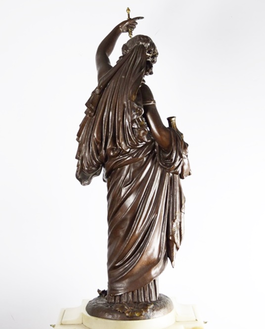 19th Century French Figural Mystery Clock on Alabaster Base